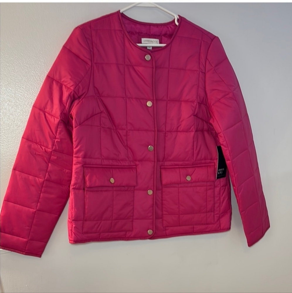 Crown & Ivy Women's Lightweight Quilted Jacket, Pink Vista, Size M